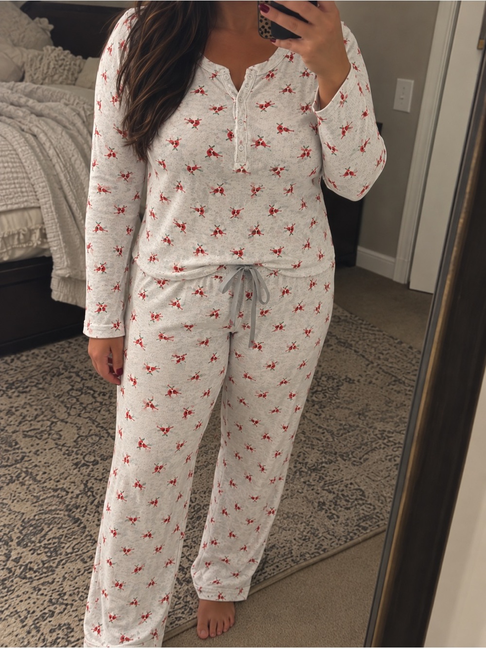 CROFT & BARROW Cardinal Print Pajama Set Large
